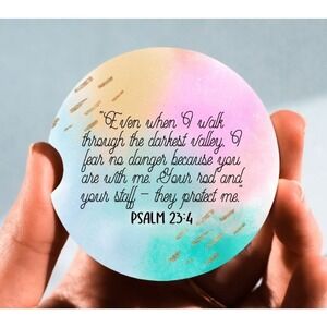 Set of 2 Car Coasters, Psalm‎ 23:4 Car Coaster, Neoprene Car Coaster